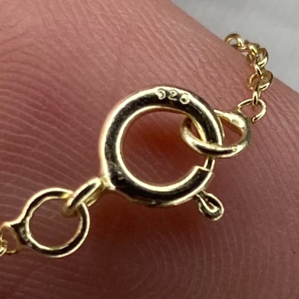 Solid Sterling Silver, Gold Plated 16” Necklace /… - image 4